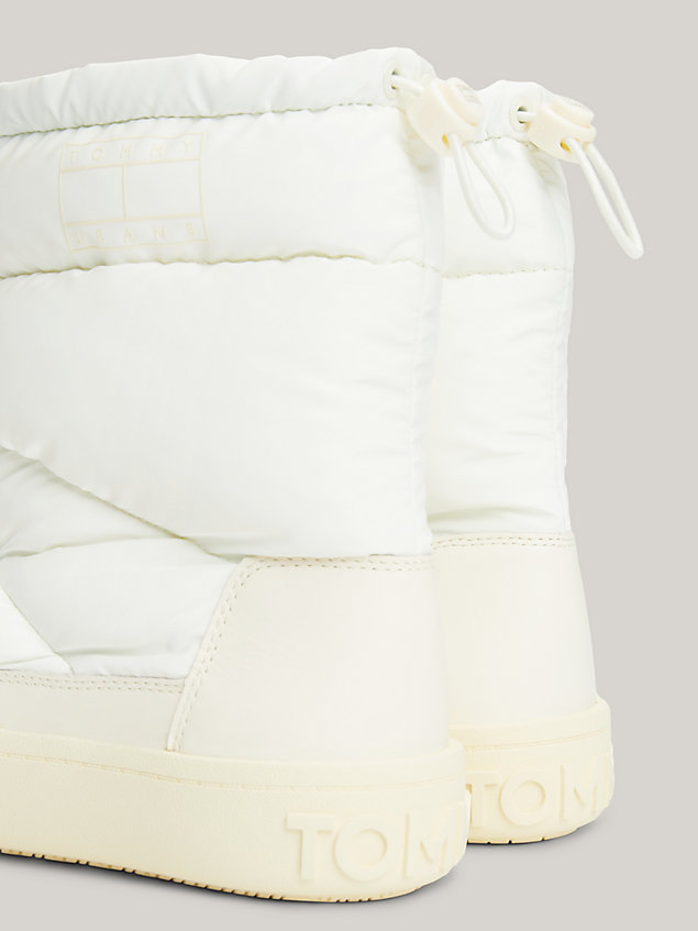 white recycled high shine puffer boots for women tommy jeans