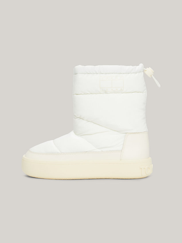 white recycled high shine puffer boots for women tommy jeans