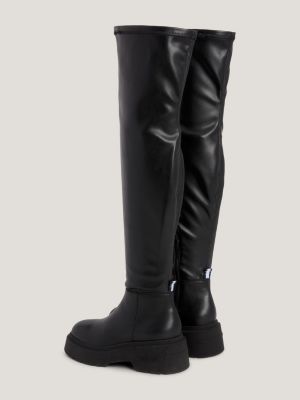 Black and white outlet over the knee boots