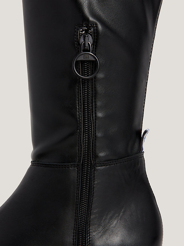 black chunky outsole over knee boots for women tommy jeans