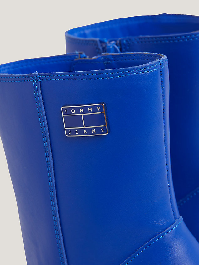 botines con insignia de esmalte y tacón ancho blue de mujer tommy jeans
