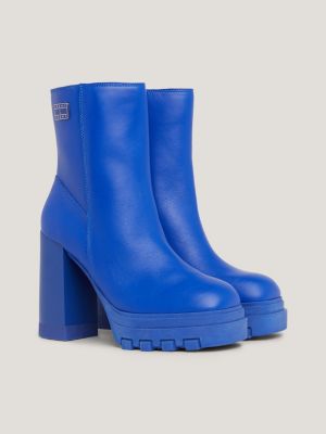 Blue leather on sale ankle boots womens