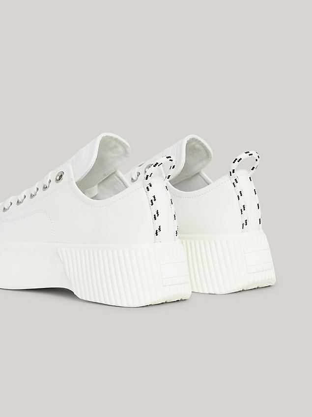 white chunky leather platform trainers for women tommy jeans