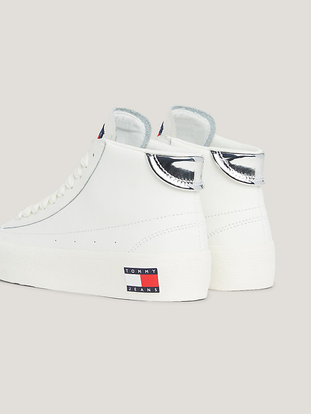 white high-top leather platform trainers for women tommy jeans