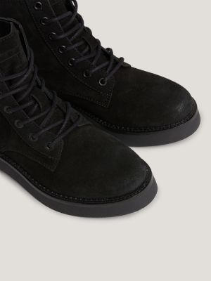 Black suede lace hot sale up boots mens