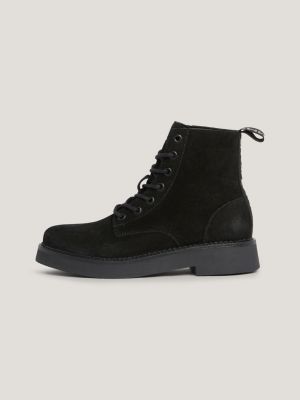 Suede Logo Tape Lace-Up Boots | Black | Tommy Hilfiger