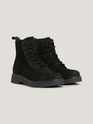 Suede Logo Tape Lace-Up Boots | Black | Tommy Hilfiger