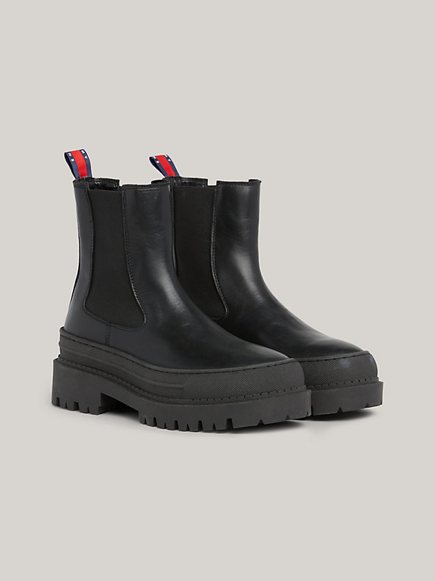 Chunky Cleat Leather Chelsea Boots | BLACK | Tommy Hilfiger