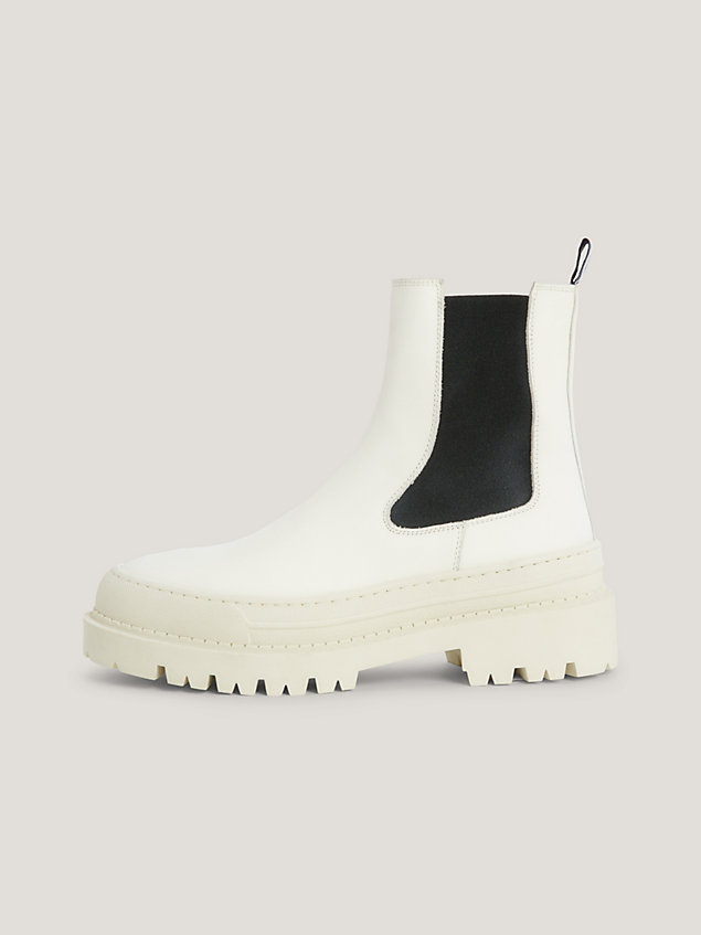 white chunky leren chelsea boot voor dames - tommy jeans