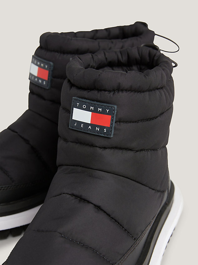 black recycled padded cleat snow boots for women tommy jeans