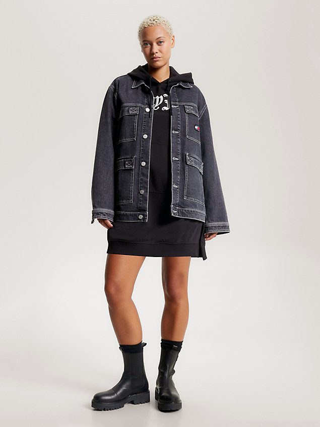 black urban rutschhemmender chelsea-boot aus leder für damen - tommy jeans