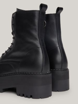 Bottines en cuir lacets et semelle crant e Noir Tommy Hilfiger