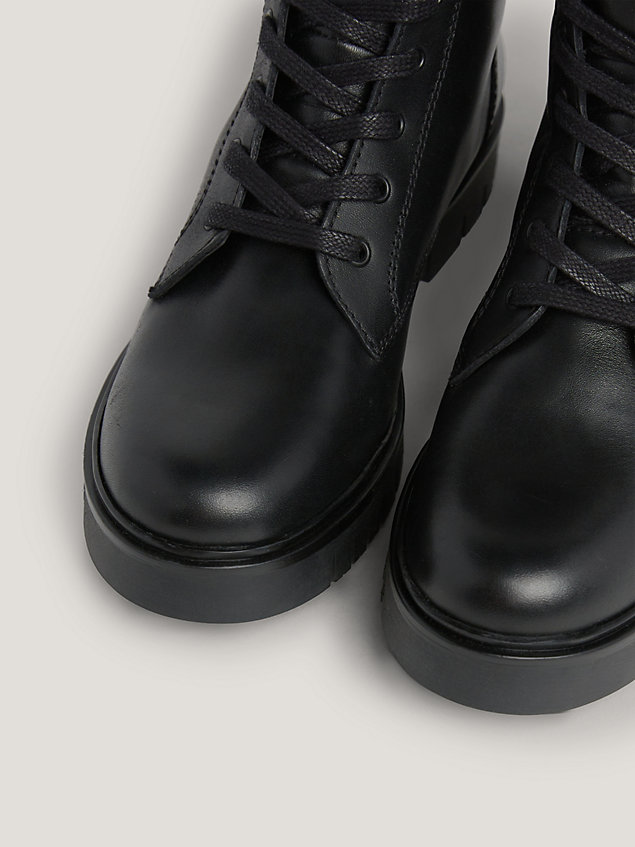 black sznurowane skórzane buty do kostki dla kobiety - tommy jeans