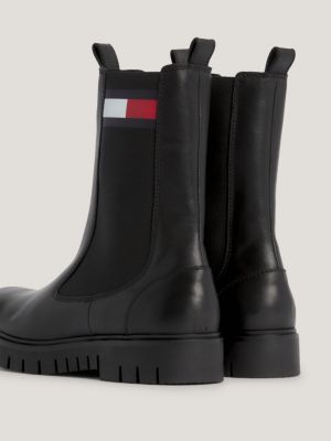 Bottines Chelsea hautes en cuir Noir Tommy Hilfiger