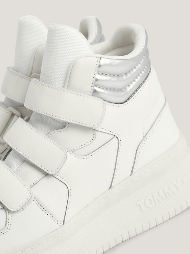 white retro high-top chunky flatform trainers for women tommy jeans