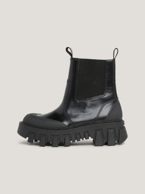 Bottines Chelsea en cuir semelle paisse Noir Tommy Hilfiger