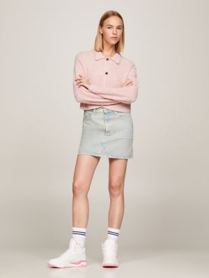 Leather Tonal Basketball High-Top Trainers | Pink | Tommy Hilfiger
