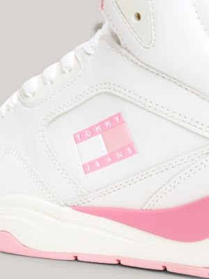 Leather Tonal Basketball High-Top Trainers | Pink | Tommy Hilfiger