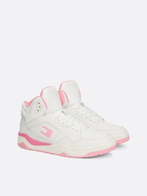 Sneakers alte uomo da basket bianche in pelle