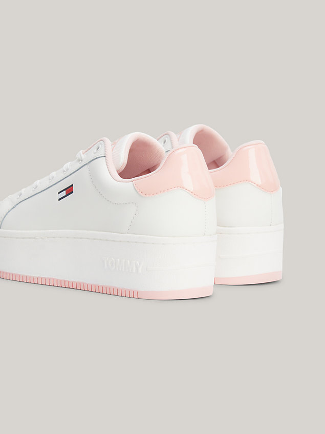 pink exclusive flatform cupsole lace-up trainers for women tommy jeans