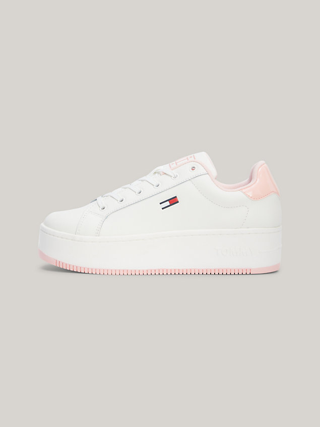 pink exclusive flatform cupsole lace-up trainers for women tommy jeans