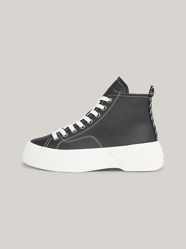 black high-top platfrom trainers for women tommy jeans