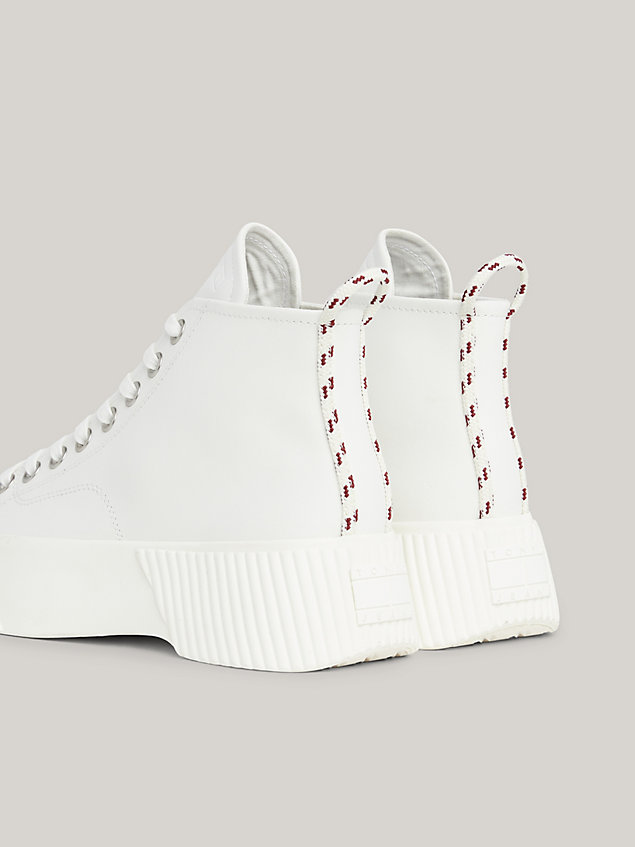 white high-top platfrom trainers for women tommy jeans