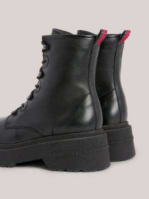 Chunky Leather Lace Up Boots Black Tommy Hilfiger