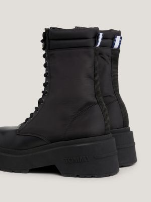 Lace-Up Padded Collar Chunky Boots | Black | Tommy Hilfiger