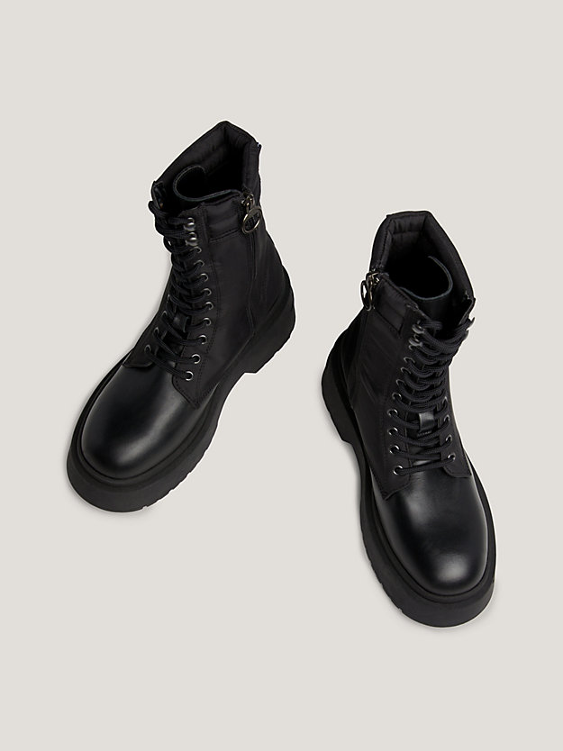 Lace-Up Padded Collar Chunky Boots | Black | Tommy Hilfiger