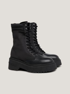 Black chunky cheap lace up boots