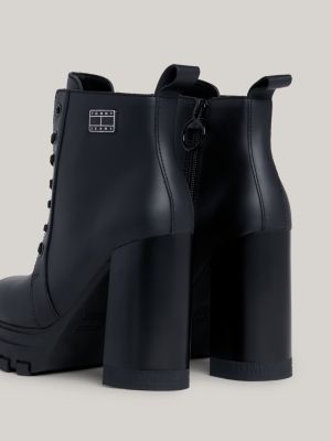 High Heel Leather Lace-Up Boots | Black | Tommy Hilfiger