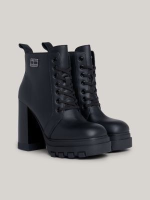 High Heel Leather Lace-Up Boots | Black | Tommy Hilfiger