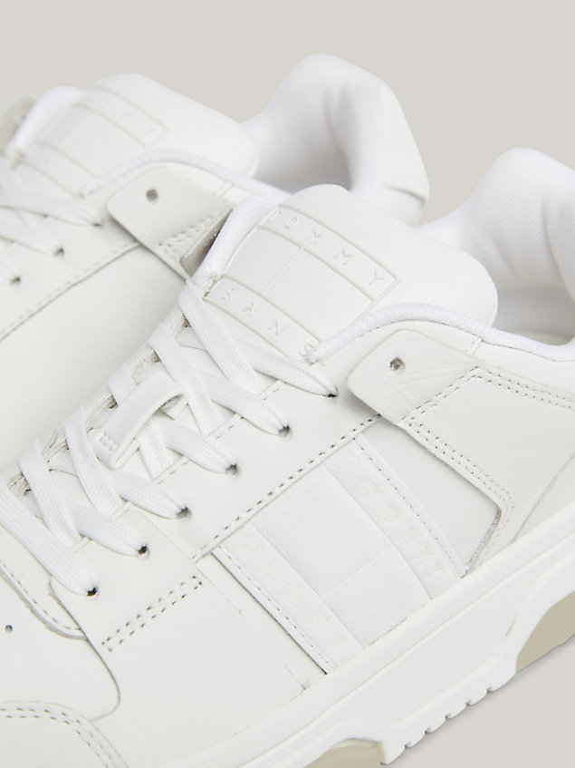 white skate lace-up trainers for women tommy jeans