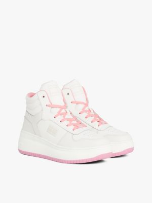 Sneakers alte uomo da basket bianche in pelle