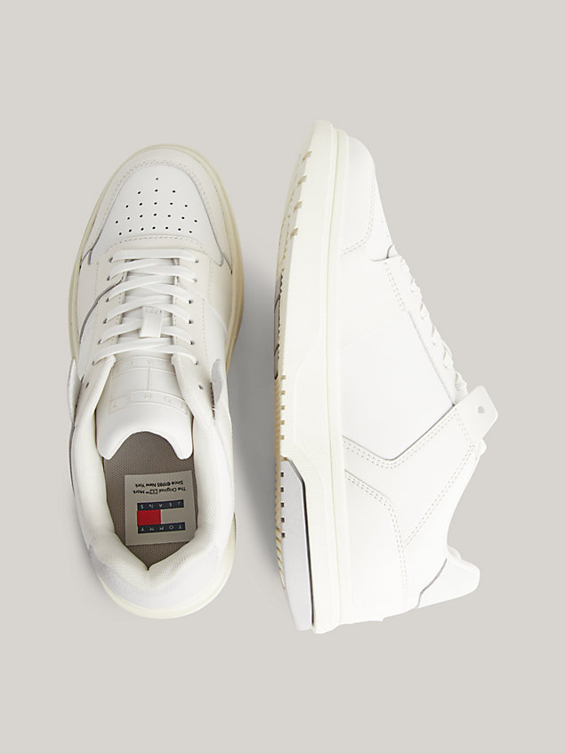 white leather fine cleat skater basketball trainers for women tommy jeans