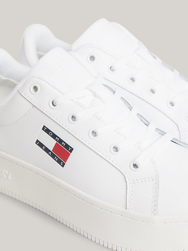 white essential flatform cupsole trainers for women tommy jeans