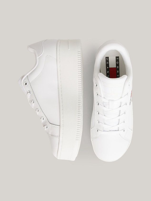 white essential flatform cupsole trainers for women tommy jeans