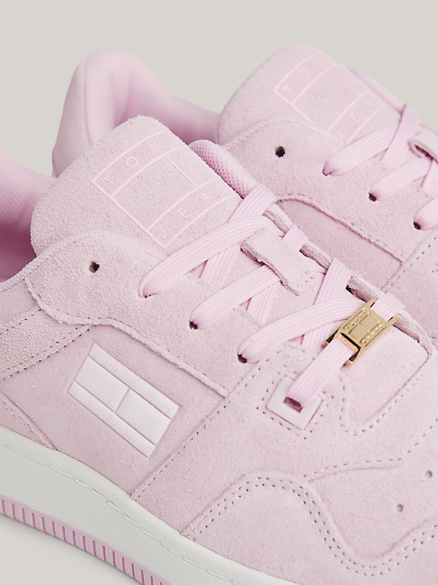 pink exclusive retro suede basketball trainers for women tommy jeans