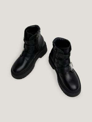 Tommy hilfiger signature tape buckle sales biker boots