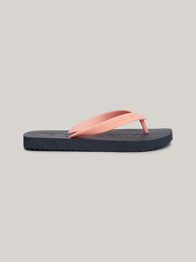 pink logo cleat flip-flops for women tommy jeans