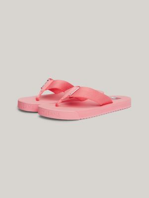 sandali infradito con fascette in tessuto rosa da donne tommy jeans