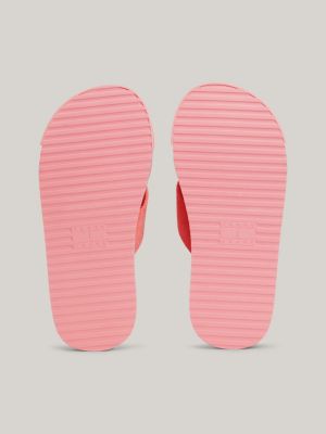 sandali infradito con fascette in tessuto rosa da donne tommy jeans