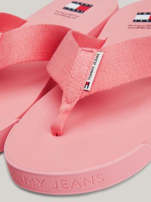 sandali infradito con fascette in tessuto rosa da donne tommy jeans