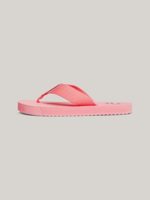 sandali infradito con fascette in tessuto rosa da donne tommy jeans