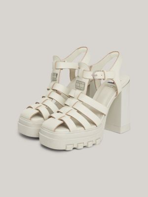 Leather Block Heel Fisherman Sandals | Beige | Tommy Hilfiger