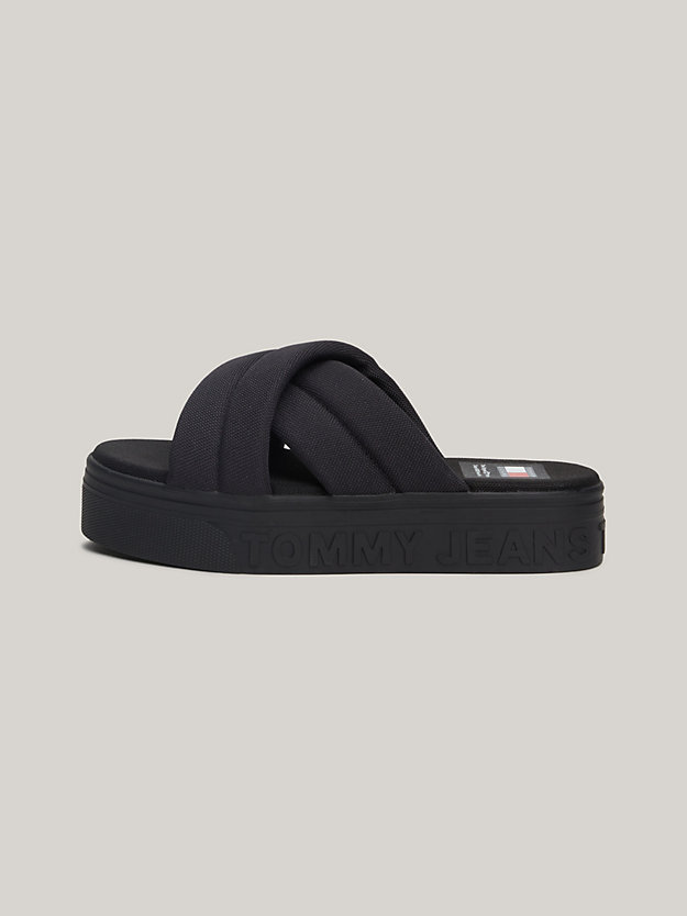 Embossed Logo Flatform Sandals | Black | Tommy Hilfiger