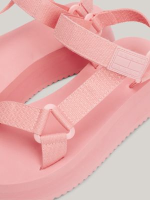 sandali con suola alta e distintivo rosa da donne tommy jeans