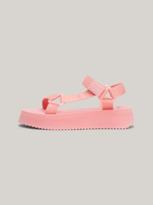 sandali con suola alta e distintivo rosa da donne tommy jeans