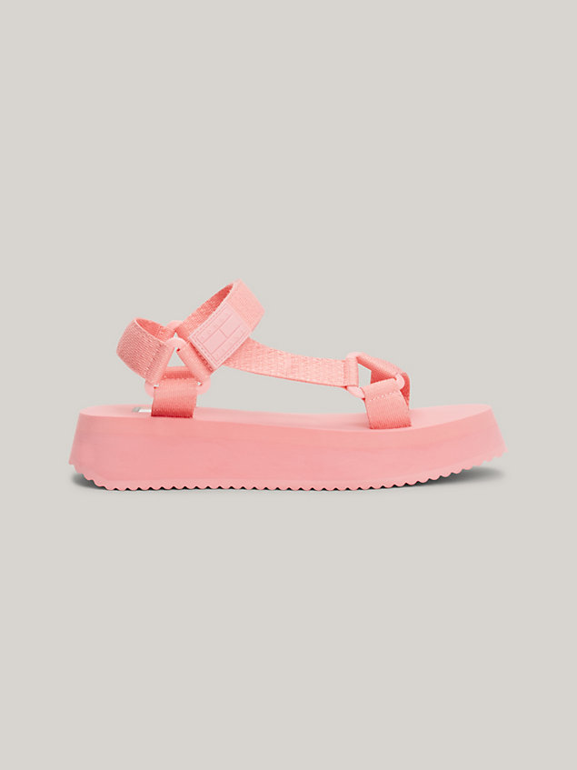 pink cleat flatform badge sandals for women tommy jeans